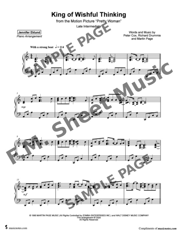 King Of Wishful Thinking Late Intermediate Piano By Go West F M Sheet Music Pop